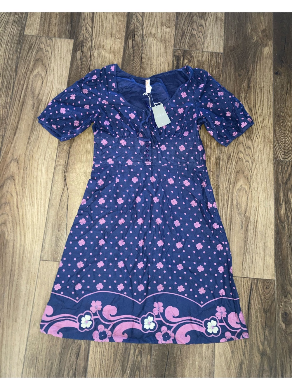 Anthropologie Maeve women’s Navy Blue and Pink Floral Dress new size 10